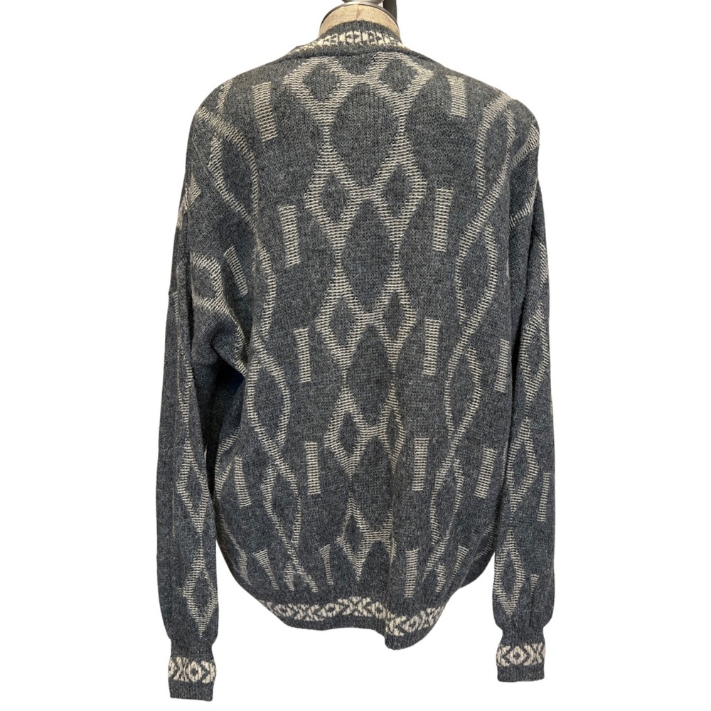 Vintage Patterned Cardigan, Kensington Brand, Made in Italy, V-Neck - Picture 3 of 9